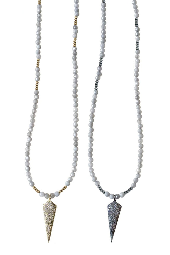 HARLOW light gray jade Necklace by NICOLE LEIGH Jewelry