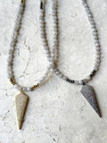 HARLOW light gray jade Necklace by NICOLE LEIGH Jewelry