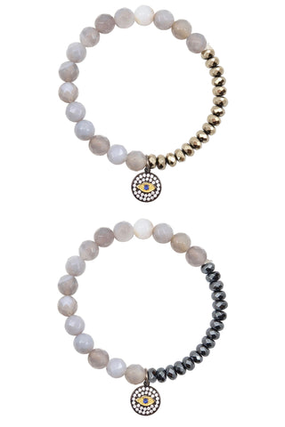 BELLE banded gray agate Bracelet by NICOLE LEIGH Jewelry