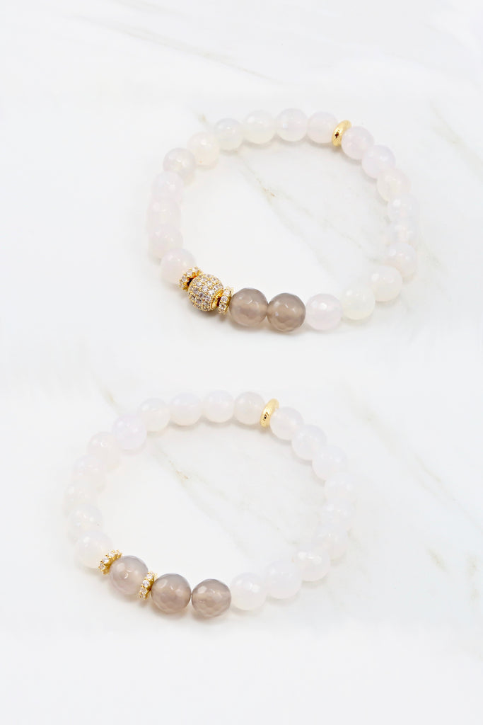 KENNEDY GOLD milky agate/gray agate