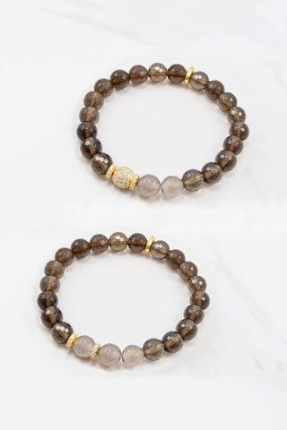 KENNEDY GOLD smoky quartz/gray agate