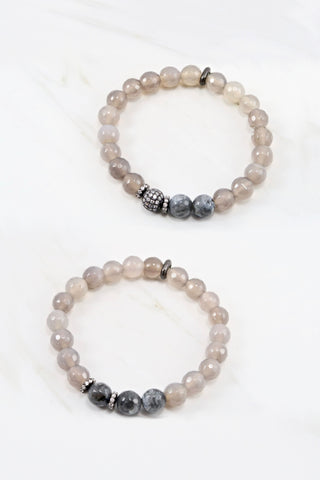 KENNEDY GUNMETAL gray agate/larvikite