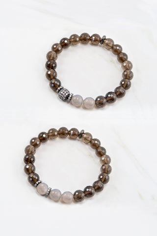 KENNEDY GUNMETAL smoky quartz/gray agate