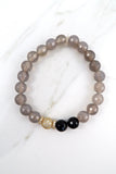 KENNEDY GOLD gray agate/onyx Bracelet by NICOLE LEIGH Jewelry