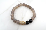 KENNEDY GOLD gray agate/onyx Bracelet by NICOLE LEIGH Jewelry