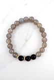 KENNEDY GOLD gray agate/onyx Bracelet by NICOLE LEIGH Jewelry