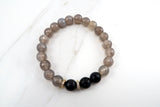 KENNEDY GOLD gray agate/onyx Bracelet by NICOLE LEIGH Jewelry