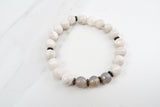 KAT GUNMETAL white lace agate/gray agate Bracelet by NICOLE LEIGH Jewelry