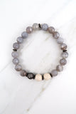 KAT GUNMETAL banded gray agate/riverstone Bracelet by NICOLE LEIGH Jewelry