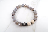 KAT GUNMETAL banded gray agate/riverstone Bracelet by NICOLE LEIGH Jewelry
