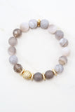 LYLA GOLD banded gray agate/matte gray agate