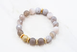 LYLA GOLD banded gray agate/matte gray agate