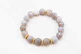 LYLA GOLD banded gray agate/matte gray agate