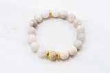 NORA GOLD white lace agate/riverstone