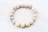 NORA GOLD white lace agate/riverstone