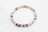 SOPHIA GUNMETAL banded gray agate/matte gray agate