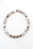 SOPHIA GUNMETAL banded gray agate/matte gray agate