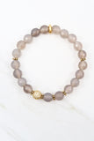 KAT GOLD gray agate/matte gray agate Bracelet by NICOLE LEIGH Jewelry