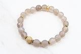 KAT GOLD gray agate/matte gray agate Bracelet by NICOLE LEIGH Jewelry