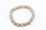 KAT GOLD gray agate/matte gray agate Bracelet by NICOLE LEIGH Jewelry