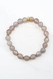 KAT GOLD gray agate/matte gray agate Bracelet by NICOLE LEIGH Jewelry