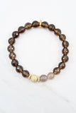 KENNEDY GOLD smoky quartz/gray agate Bracelet by NICOLE LEIGH Jewelry
