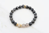 KENNEDY GOLD larvikite/gray agate Bracelet by NICOLE LEIGH Jewelry