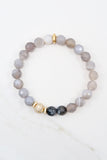 KENNEDY GOLD banded gray agate/larvikite Bracelet by NICOLE LEIGH Jewelry