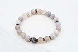 KAT GUNMETAL banded gray agate/matte gray agate Bracelet by NICOLE LEIGH Jewelry