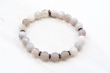 KAT GUNMETAL banded gray agate/matte gray agate Bracelet by NICOLE LEIGH Jewelry