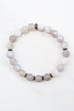 KAT GUNMETAL banded gray agate/matte gray agate Bracelet by NICOLE LEIGH Jewelry