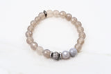 KENNEDY GUNMETAL gray agate/banded gray agate Bracelet by NICOLE LEIGH Jewelry
