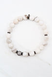 KAT GUNMETAL white lace agate/matte white lace agate Bracelet by NICOLE LEIGH Jewelry