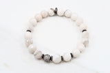KAT GUNMETAL white lace agate/matte white lace agate Bracelet by NICOLE LEIGH Jewelry