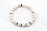 KAT GUNMETAL white lace agate/matte white lace agate Bracelet by NICOLE LEIGH Jewelry