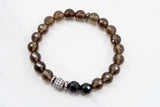 KENNEDY GUNMETAL smoky quartz/onyx Bracelet by NICOLE LEIGH Jewelry