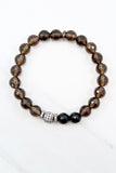 KENNEDY GUNMETAL smoky quartz/onyx Bracelet by NICOLE LEIGH Jewelry