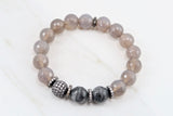 LYLA GUNMETAL gray agate/larvikite