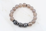 LYLA GUNMETAL gray agate/larvikite