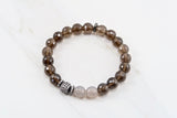 KENNEDY GUNMETAL smoky quartz/gray agate Bracelet by NICOLE LEIGH Jewelry