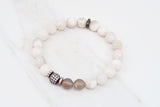 KENNEDY GUNMETAL white lace agate/gray agate