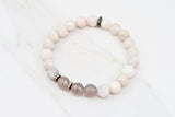 KENNEDY GUNMETAL white lace agate/gray agate