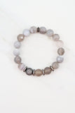 LYLA GUNMETAL banded gray agate/matte gray agate