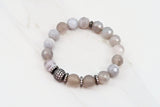 LYLA GUNMETAL banded gray agate/matte gray agate