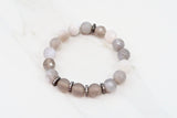 LYLA GUNMETAL banded gray agate/matte gray agate