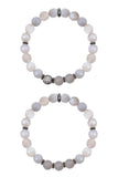 KAT GUNMETAL banded gray agate/matte gray agate Bracelet by NICOLE LEIGH Jewelry