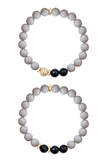 KENNEDY GOLD gray jade/onyx Bracelet by NICOLE LEIGH Jewelry