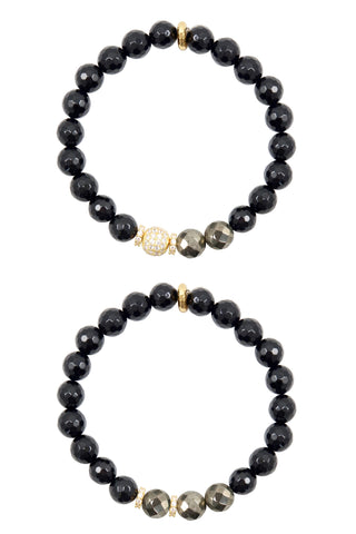 KENNEDY GOLD onyx/pyrite Bracelet by NICOLE LEIGH Jewelry