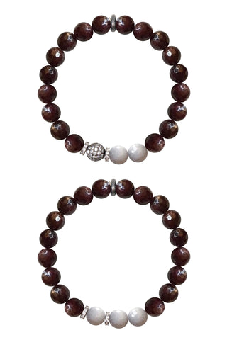 KENNEDY GUNMETAL garnet/gray jade Bracelet by NICOLE LEIGH Jewelry