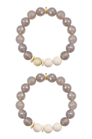 NORA GOLD gray agate/riverstone